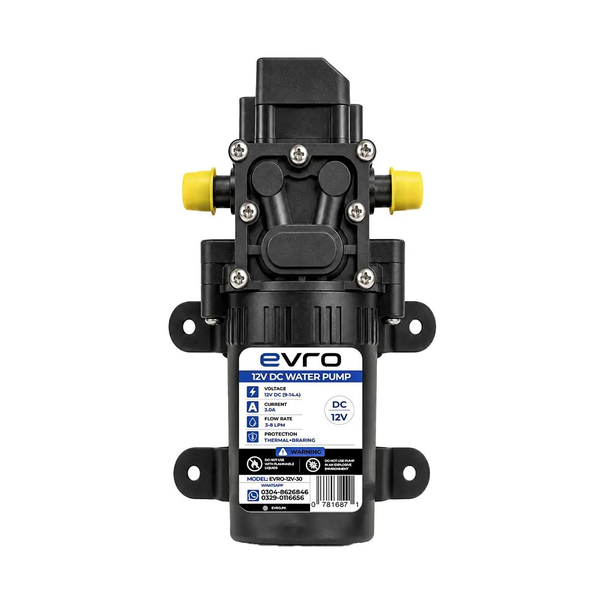 evro-alpha-flow-s100-12v-dc-water-pressure-pump EVRO Alpha Flow S100 12V DC water pressure pump for mist cooling system, garden irrigation and water pressure boosting.