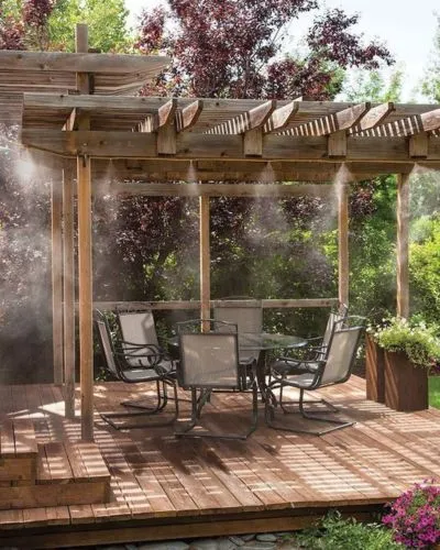 Patio with misting system