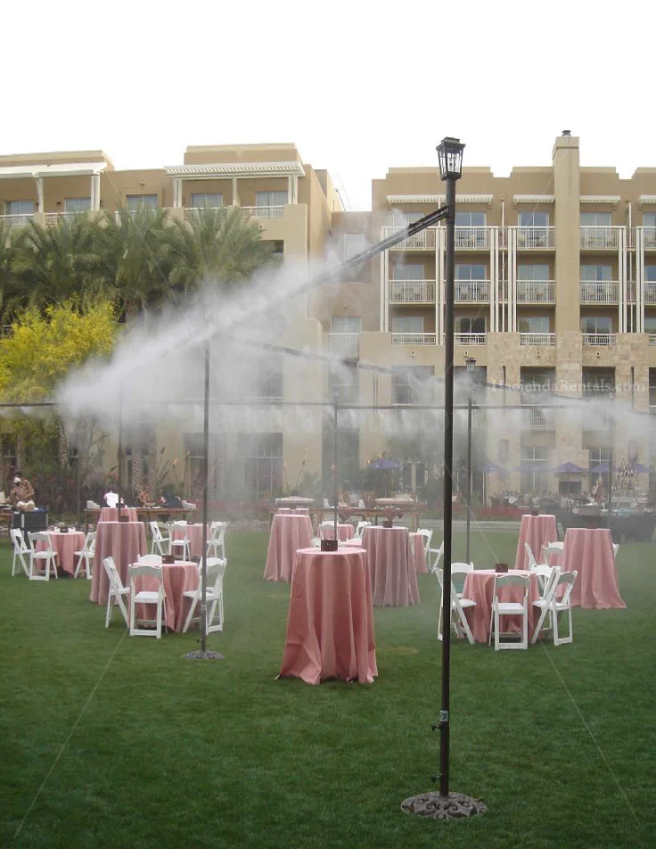 Restaurant outdoor seating with misting system